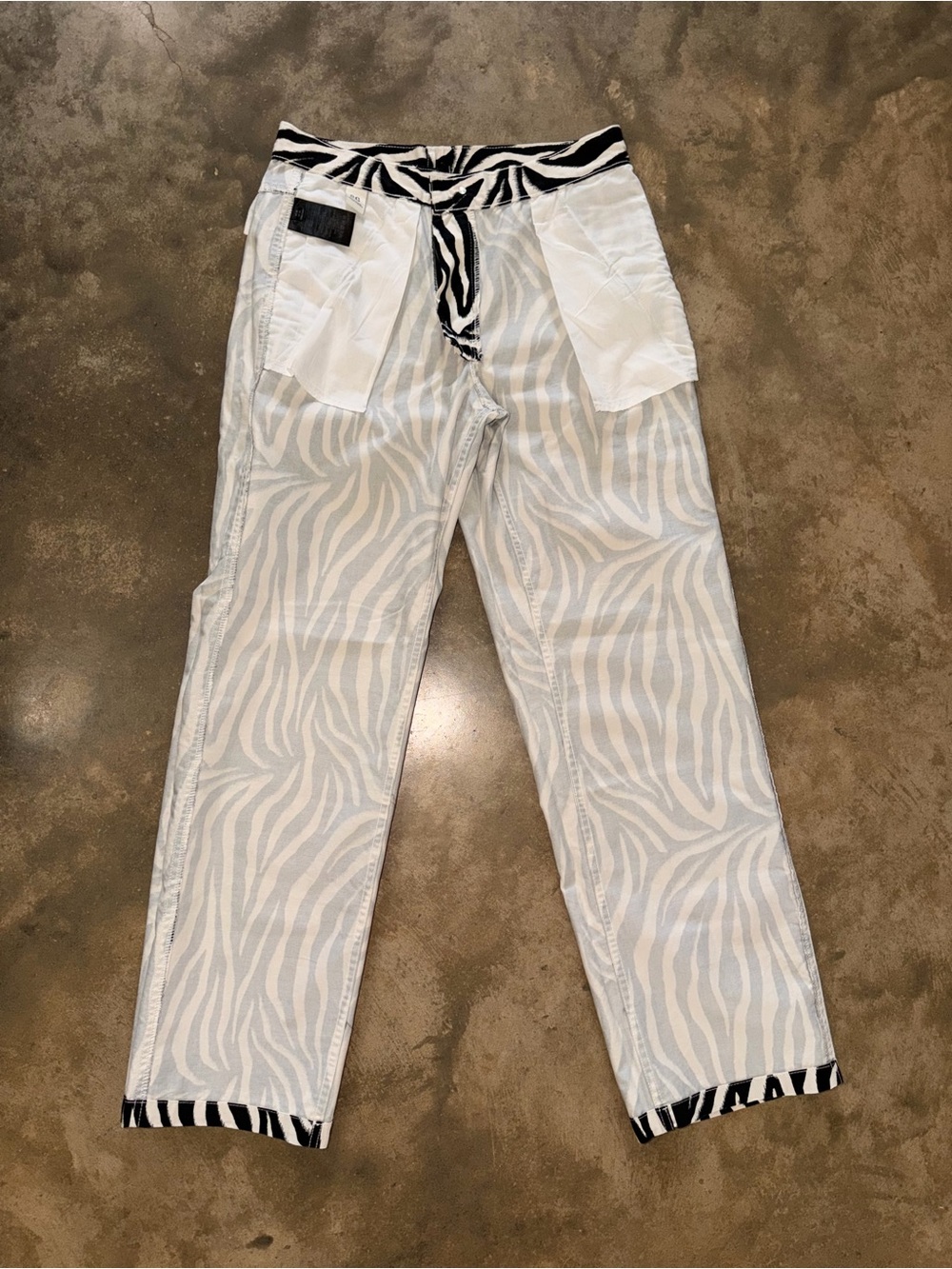 BDG Zebra Print Carpenter Utility Pants Wide Leg Black White 26 - Picture 8 of 13